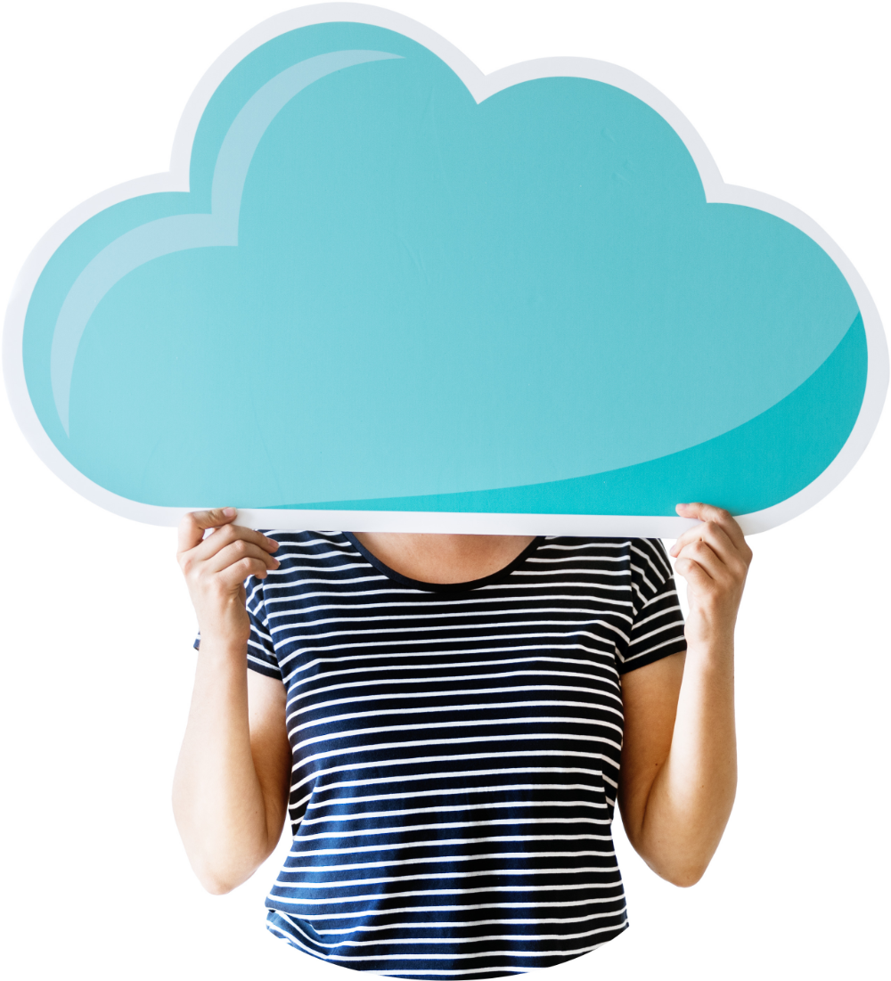 kobieta trzymająca chmurę koncepcyjne przedstawienie Openstack